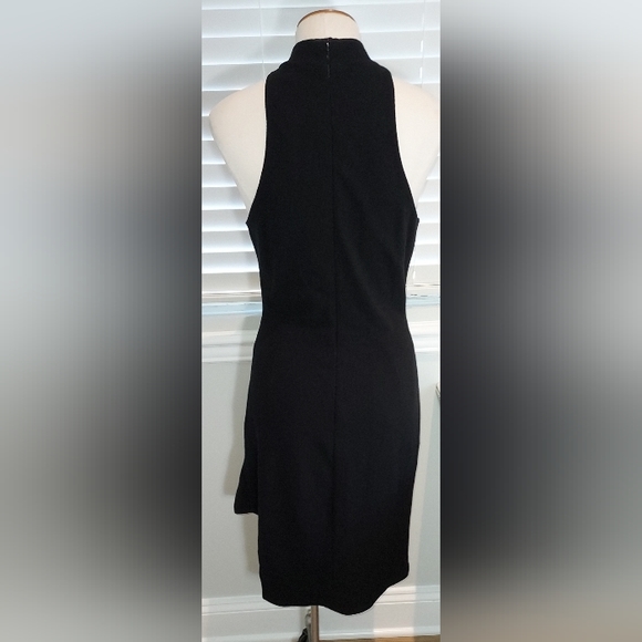 Josie Natori Black Sheath Sleeveless Crepe Cheongsam Dress NWT - Picture 4 of 7